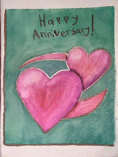 Pink Hearts Anniversary Card