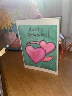 Pink Hearts Anniversary Card