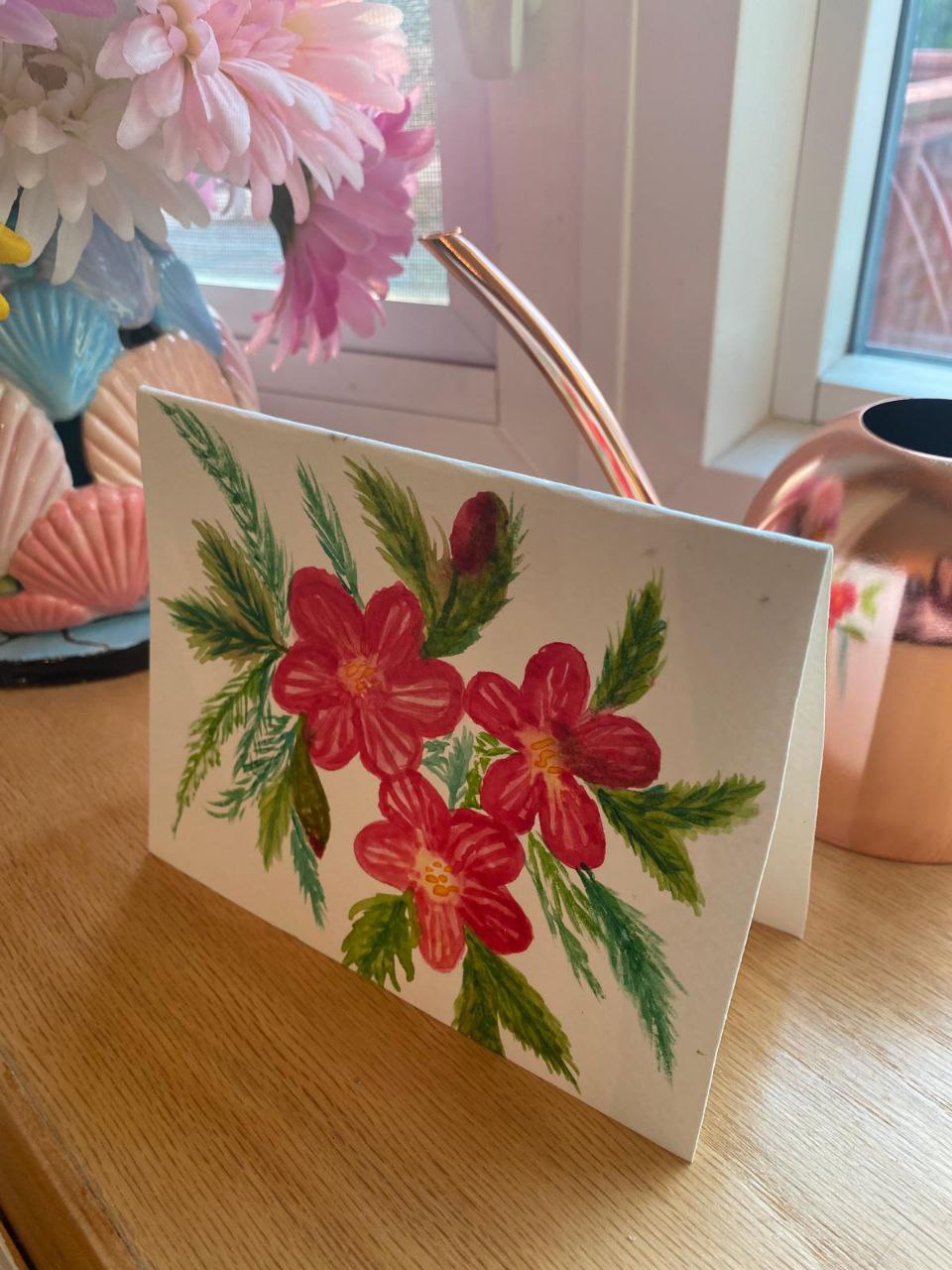 Red Floral Greeting Card